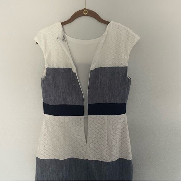 Textured Striped Sheath Dress Sleeveless by Sandra Darren Size 8 - Picture 5 of 9